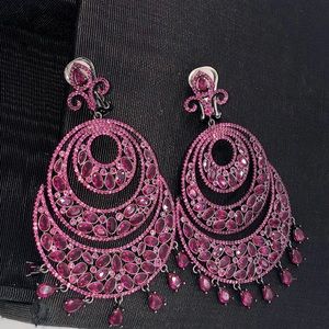 Sterling Silver Fuchsia Swarovski Crystal